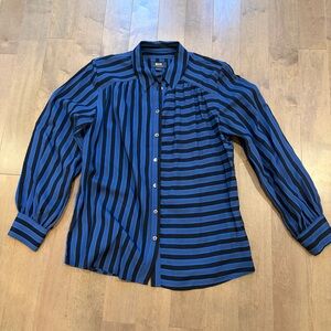 Anthropologie Black and Blue Striped Shirt